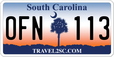 SC license plate OFN113
