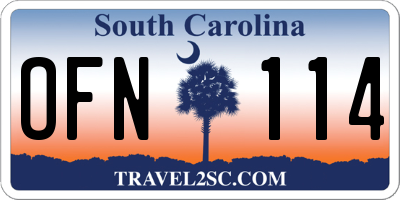SC license plate OFN114