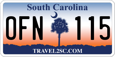 SC license plate OFN115