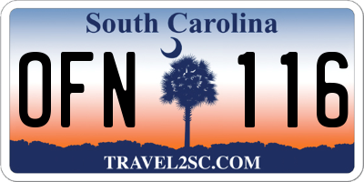SC license plate OFN116