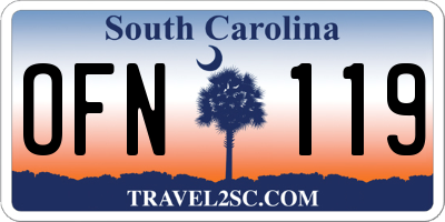 SC license plate OFN119