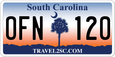 SC license plate OFN120