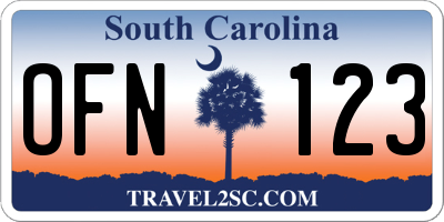 SC license plate OFN123