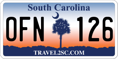 SC license plate OFN126