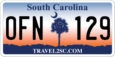 SC license plate OFN129