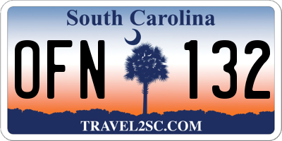SC license plate OFN132