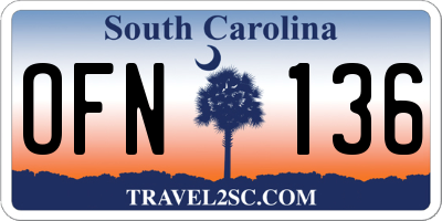 SC license plate OFN136