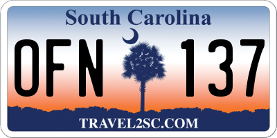 SC license plate OFN137