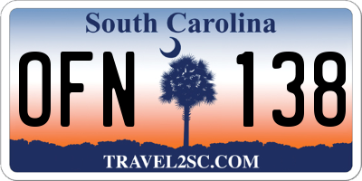 SC license plate OFN138