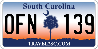 SC license plate OFN139