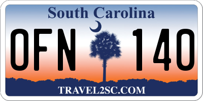 SC license plate OFN140