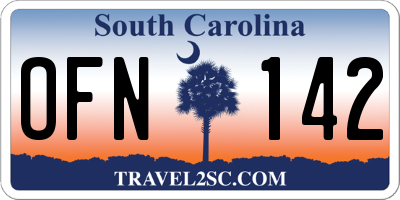 SC license plate OFN142