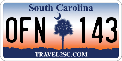 SC license plate OFN143