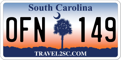 SC license plate OFN149