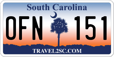 SC license plate OFN151