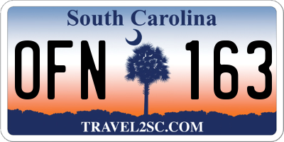 SC license plate OFN163