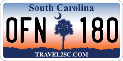 SC license plate OFN180