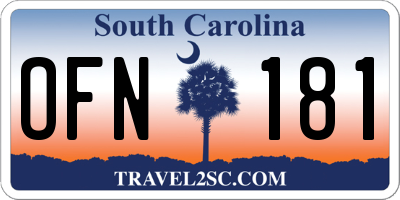 SC license plate OFN181