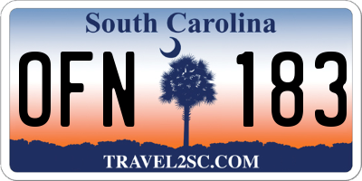 SC license plate OFN183
