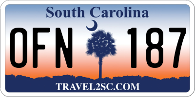 SC license plate OFN187