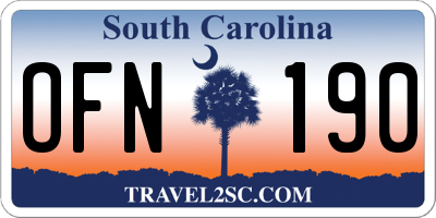 SC license plate OFN190