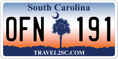 SC license plate OFN191