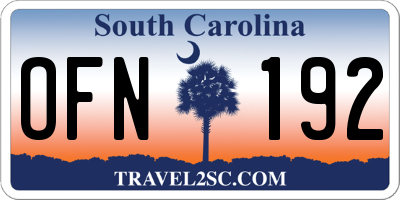 SC license plate OFN192