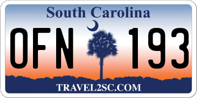 SC license plate OFN193