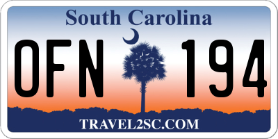 SC license plate OFN194