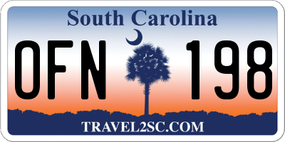 SC license plate OFN198