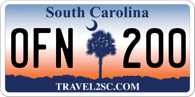 SC license plate OFN200