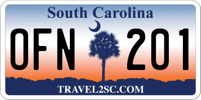 SC license plate OFN201