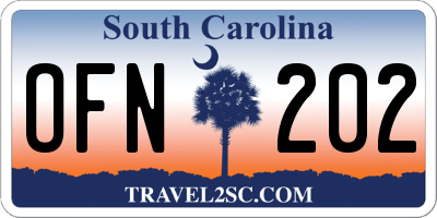 SC license plate OFN202