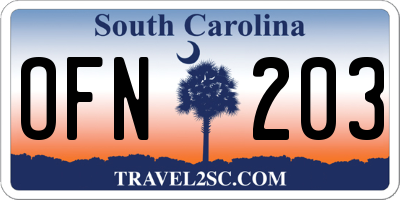 SC license plate OFN203