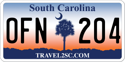 SC license plate OFN204