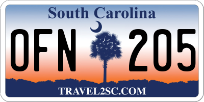 SC license plate OFN205