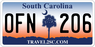 SC license plate OFN206