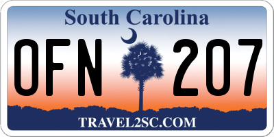 SC license plate OFN207