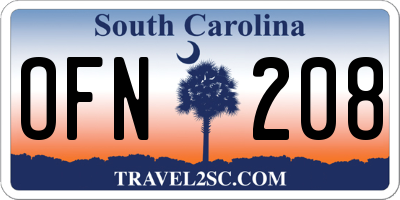 SC license plate OFN208
