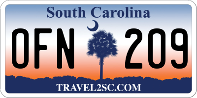 SC license plate OFN209