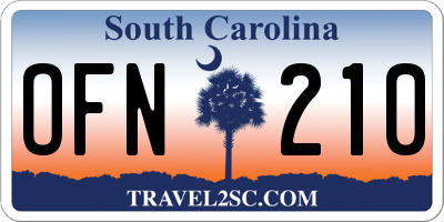 SC license plate OFN210