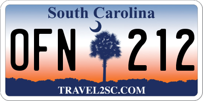SC license plate OFN212