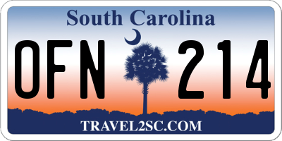 SC license plate OFN214