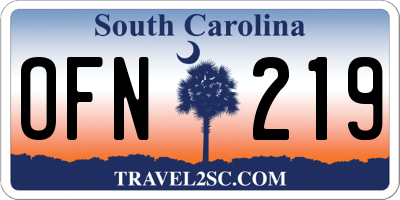 SC license plate OFN219