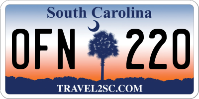 SC license plate OFN220