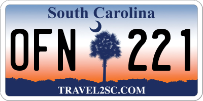 SC license plate OFN221