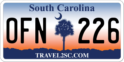 SC license plate OFN226