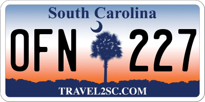 SC license plate OFN227