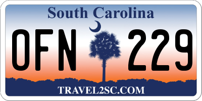 SC license plate OFN229