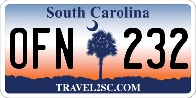 SC license plate OFN232